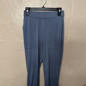 lisa rinna collection 1X Slate Blue Knit Cropped Elastic Pants Zipper